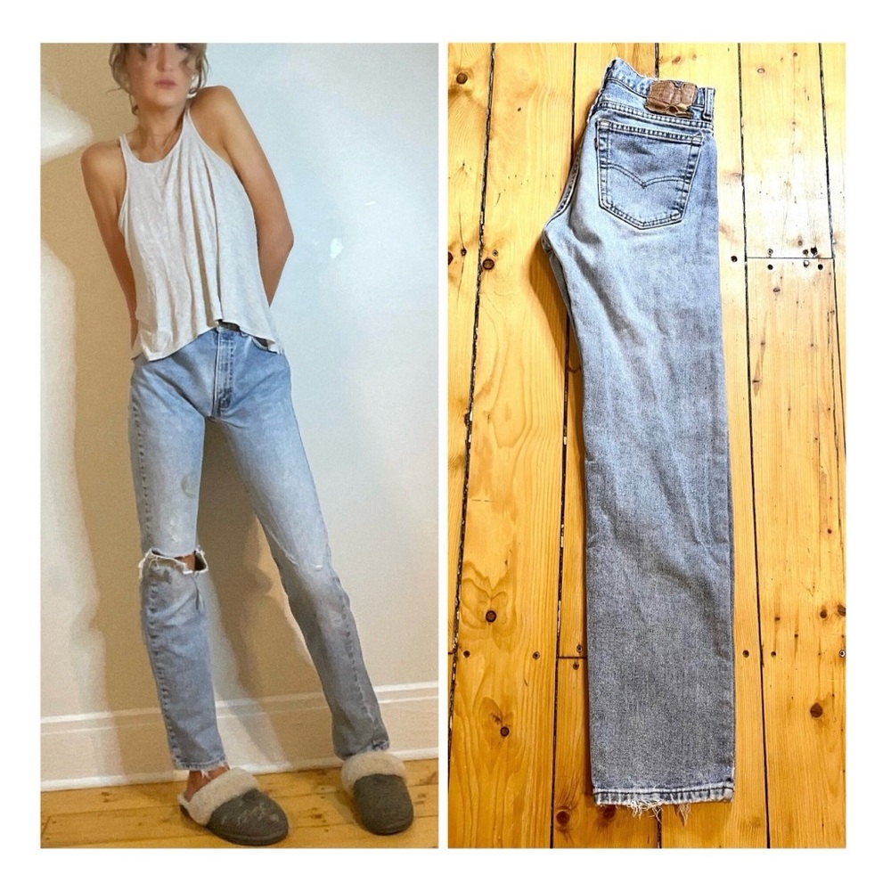 Vintage VTG Levi’s 505 Jeans in Faded Light Wash Distressed—Size Medium/Size 31